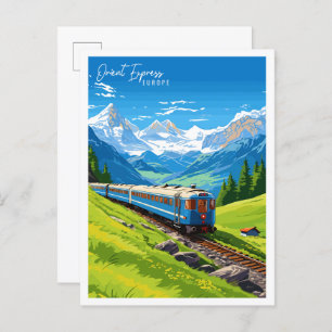 Orient Express Europe Vintage Reise Illustration Postkarte