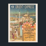 Orient Express France Vintage Poster der 1910er Ja Postkarte<br><div class="desc">Vintage Reiseplakat für den Orient Express. Veröffentlicht um 1910. Bitte beachten Sie, dass unsere Plakate hochwertige Reproduktionen sind, die auf beruflichen, hochauflösenden Scans der Originale basieren. Bei unserem manuellen Retuschierprozess werden keine Filter verwendet, die originale Details oder Texturen entfernen, die Sie im Original sehen können. Alle Details bleiben unberührt. Farben...</div>