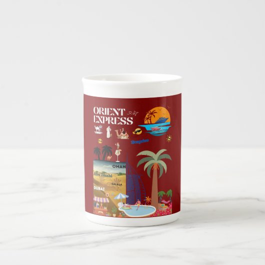 Orient Express Klassische, weiße Tasse, 325 ml Porzellantasse (Vorderseite)
