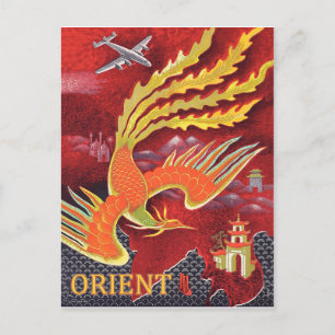 Orient, fliegender Vogel über Tempel Postkarte