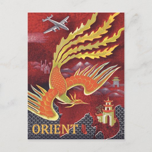 Orient, fliegender Vogel über Tempel Postkarte (Vorderseite)