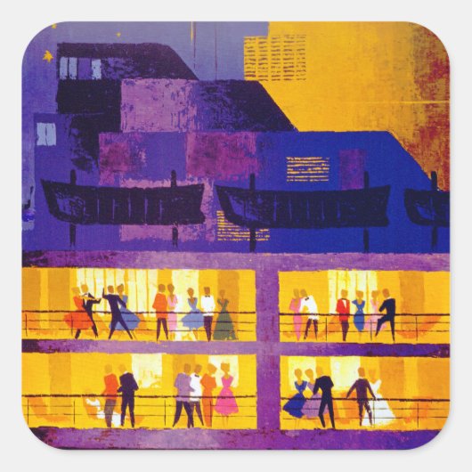 Orient Line ~ Party auf Deck Quadratischer Aufkleber (Vorderseite)