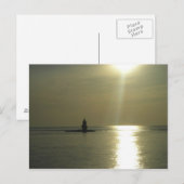 Orient Point Lighthouse Sunset 1 Postkarte (Vorne/Hinten)