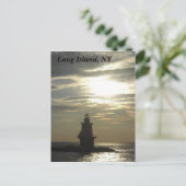 Orient Point Lighthouse Sunset 3 Postkarte (Stehend Vorderseite)