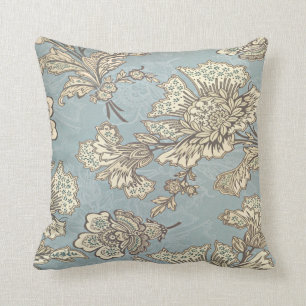 Orient Vintage Retro Paisley Floral Hellblau Kissen