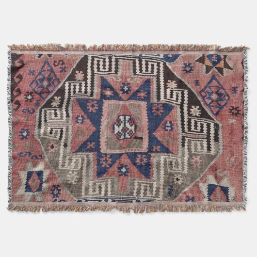Oriental Antique Blue Kilim Rug Red Decke (Vorderseite)