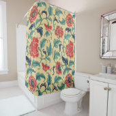 Oriental Antique Botanical Illustration of Peonies Duschvorhang (Beispiel)