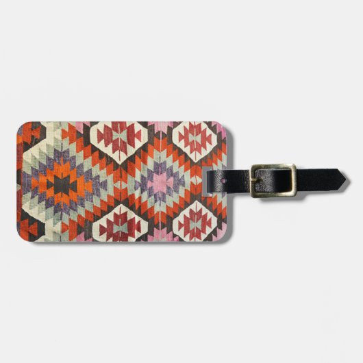 Oriental Antique Persian Türkischer Kilim Teppich Gepäckanhänger (Vorderseite horizontal)