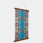 Oriental Aqua Blue Gold Türkische Kilim Wall Wandteppich Mit Holzrahmen (Gewinkelt)