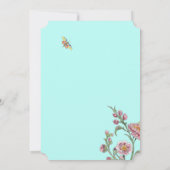 Oriental Aqua Floral Klassische Chinoiserie Hochze Einladung (Rückseite)