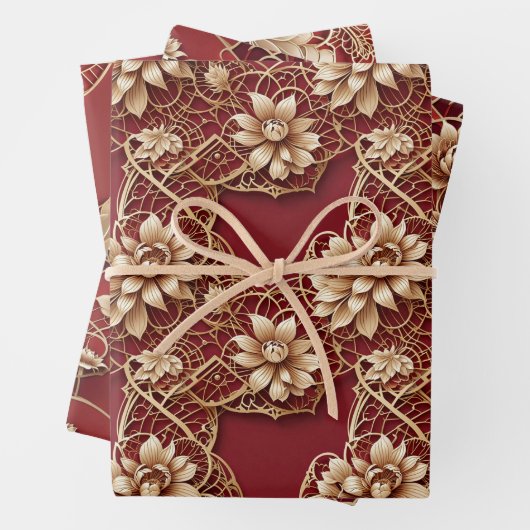 Oriental Art Deco Florals | Chinese New Year Geschenkpapier Set (Beispiel)