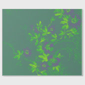 Oriental Bamboo Green Lila Emerald Cali Floral Geschenkpapier (Flach)