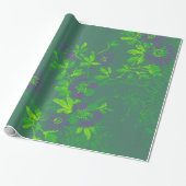 Oriental Bamboo Green Lila Emerald Cali Floral Geschenkpapier (Ungerollt)