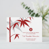 Oriental Bamboo Tree Chinese Wedding Reception Begleitkarte (Stehend Vorderseite)