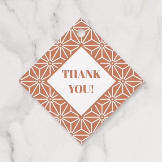 Oriental Beige Ensyucha Asanoha Japan Muster Geschenkanhänger (Rückseite)