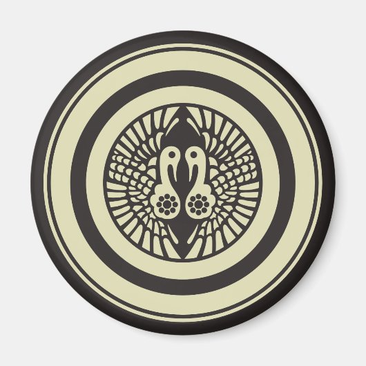 Oriental Beige Gray Ikko Ikki Japan Mon Vector Art Magnet (Vorne)