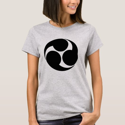 Oriental Black Kobayakawa Japan Mon Tomoe Art T-Shirt (Vorderseite)