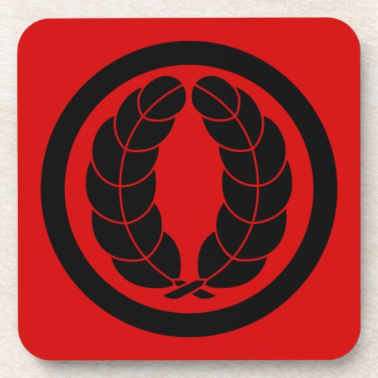 Oriental Black Nakagawa Japan Kamon Mon Art Getränkeuntersetzer (Vorderseite)