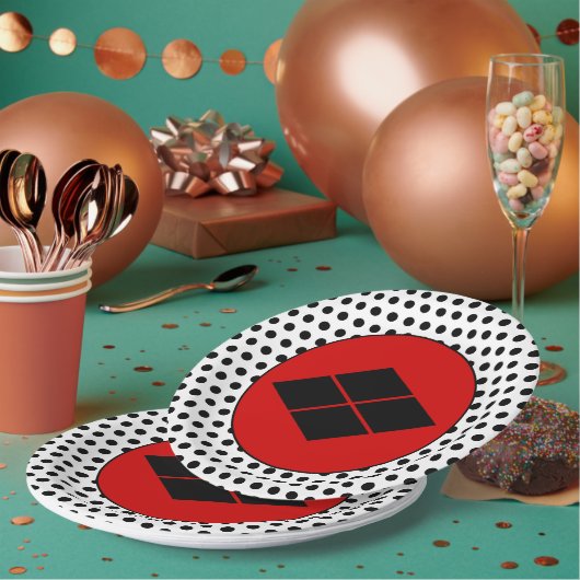 Oriental Black Red Takeda Japan Mon Art Pappteller (Multi)