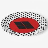 Oriental Black Red Takeda Japan Mon Art Pappteller (Schrägansicht)