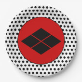 Oriental Black Red Takeda Japan Mon Art Pappteller (Vorderseite)