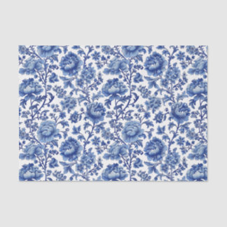 Oriental Blaue Blumenmuster mit weißem Hintergrund Seidenpapier