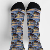 Oriental Blaue Katze Weihnachtsboot Urlaub Socken (Oben)