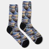 Oriental Blaue Katze Weihnachtsboot Urlaub Socken (Rechts)