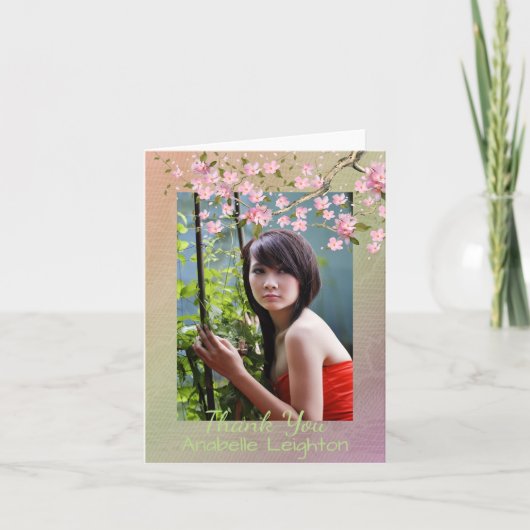 Oriental Blossom Foto Abschluss Danke Karte (Vorderseite)