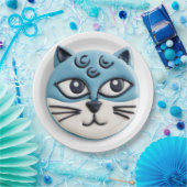 Oriental Blue Cat 3D Inspiriert Pappteller (Party)