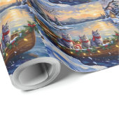 Oriental Blue Cat Christmas Boat Holiday Geschenkpapier (Rolleneckpunkt)