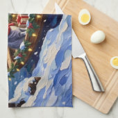 Oriental Blue Cat Christmas Boat Holiday Geschirrtuch (Viertel Falte)