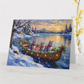 Oriental Blue Cat Christmas Boat Holiday Karte (Gelbe Blume)