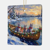 Oriental Blue Cat Christmas Boat Holiday Keramikornament (Links)