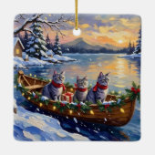 Oriental Blue Cat Christmas Boat Holiday Keramikornament (Rückseite)