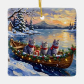 Oriental Blue Cat Christmas Boat Holiday Keramikornament (Vorderseite)