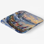 Oriental Blue Cat Christmas Boat Holiday Pappteller (Gewinkelt)