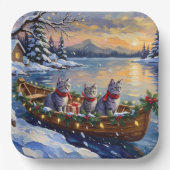Oriental Blue Cat Christmas Boat Holiday Pappteller (Vorderseite)