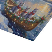 Oriental Blue Cat Christmas Boat Holiday Schneidebrett (Ecke)