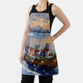 Oriental Blue Cat Christmas Boat Holiday Schürze (InSitu)