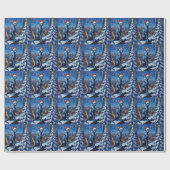 Oriental Blue Cat Christmas High-Rise City Lights Geschenkpapier (Flach)