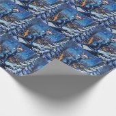 Oriental Blue Cat Christmas High-Rise City Lights Geschenkpapier (Ecke)
