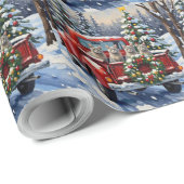 Oriental Blue Cat Christmas Red Truck Holiday Geschenkpapier (Rolleneckpunkt)