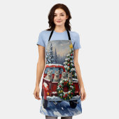 Oriental Blue Cat Christmas Red Truck Holiday Schürze (Getragen)