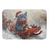 Oriental Blue Cat in Sledge Let it Snow Christmas Badematte (Vorderseite)