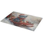 Oriental Blue Cat in Sledge Let it Snow Christmas Schneidebrett (Ecke)