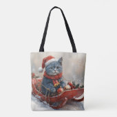 Oriental Blue Cat in Sledge Let it Snow Christmas Tasche (Rückseite)