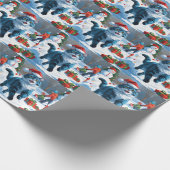 Oriental Blue Cat Sitting in Snow Weihnachtshut Geschenkpapier (Ecke)