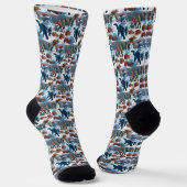 Oriental Blue Cat Sitting in Snow Weihnachtshut Socken (Gewinkelt)