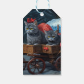 Oriental Blue Cat Snowy Sleigh Weihnachtsdekor Geschenkanhänger (Rückseite)